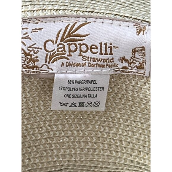 Cappelli Straworld Wide Brim Sun Hat with Yellow Flower Trim One Size Paper Brai - Picture 6 of 7